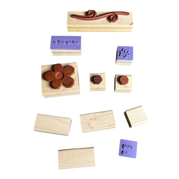 2005 Stampin Up Petal Pushers Flower Stamp Set of 6 Stamps & 4 Stamp Blocks - Picture 3 of 5